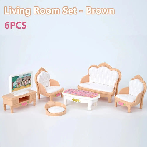 Hot Sale Cute Kawaii Pink 10 Items/Lot Miniature Dollhouse Furniture