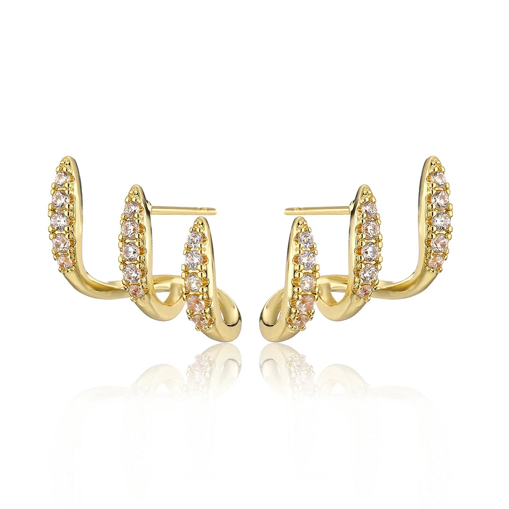 ZAKOL 2pcs Elegant Cubic Zirconia Three-Claw Earrings for Women