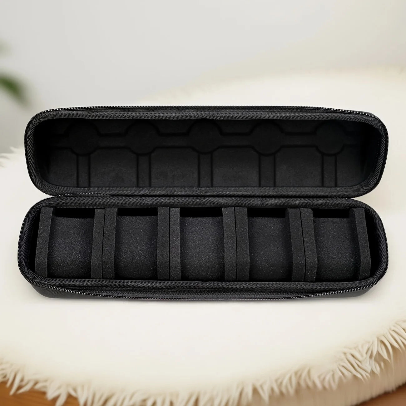 5-Grid Hard Shell Watch Organizer - Portable Travel Case with Pillow