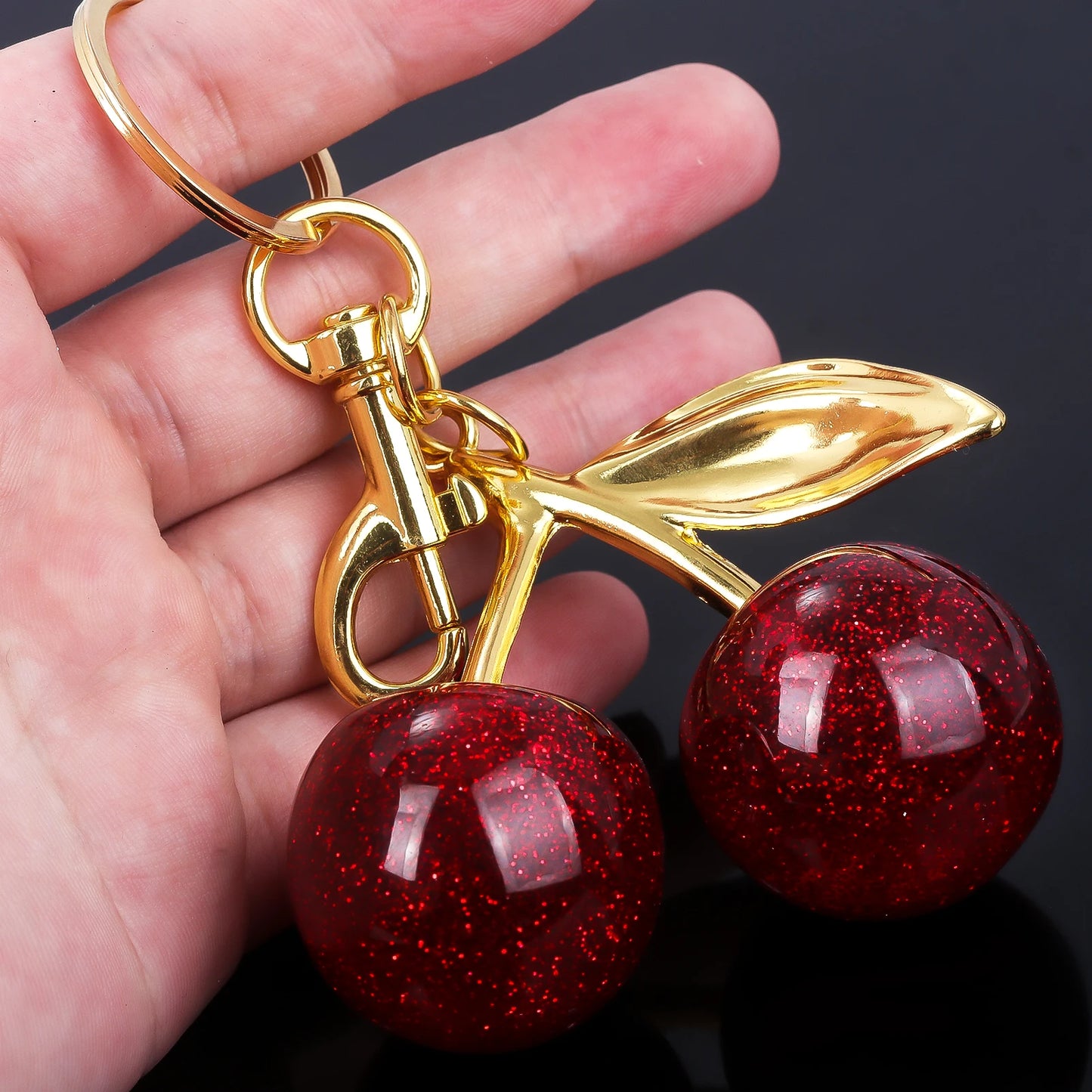 Fashion Delicious Red Cherry Keychain Summer Fruits Cherries Pendant