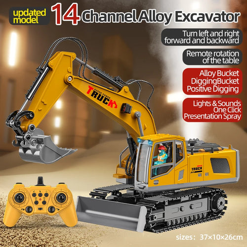 Alloy Remote Control Excavator Toy Car with Lights Sound Effect