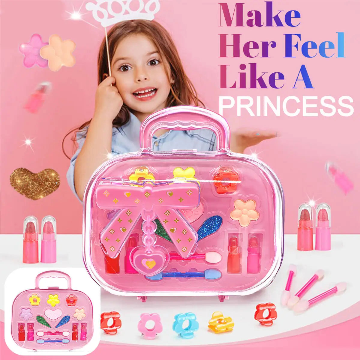 Princess Make Up Box Play House Toy Girls, Eye Shadow Makeup Cosmetics