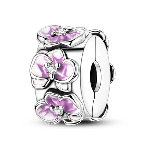 Original 925 Sterling Silver Clip Charm Inlaid Zircon Cat Butterfly