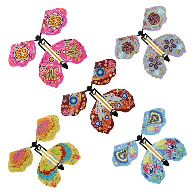 10PCS Random Color Magic Flying Butterfly Wind Up Toy Bookmark
