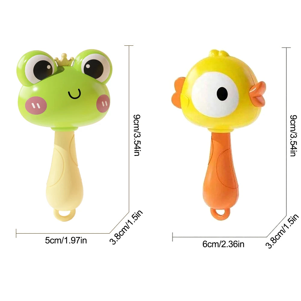 Cartoon Rattle, Newborn Sensory Grasp Toy, Chew-Safe Early Ed Handbell