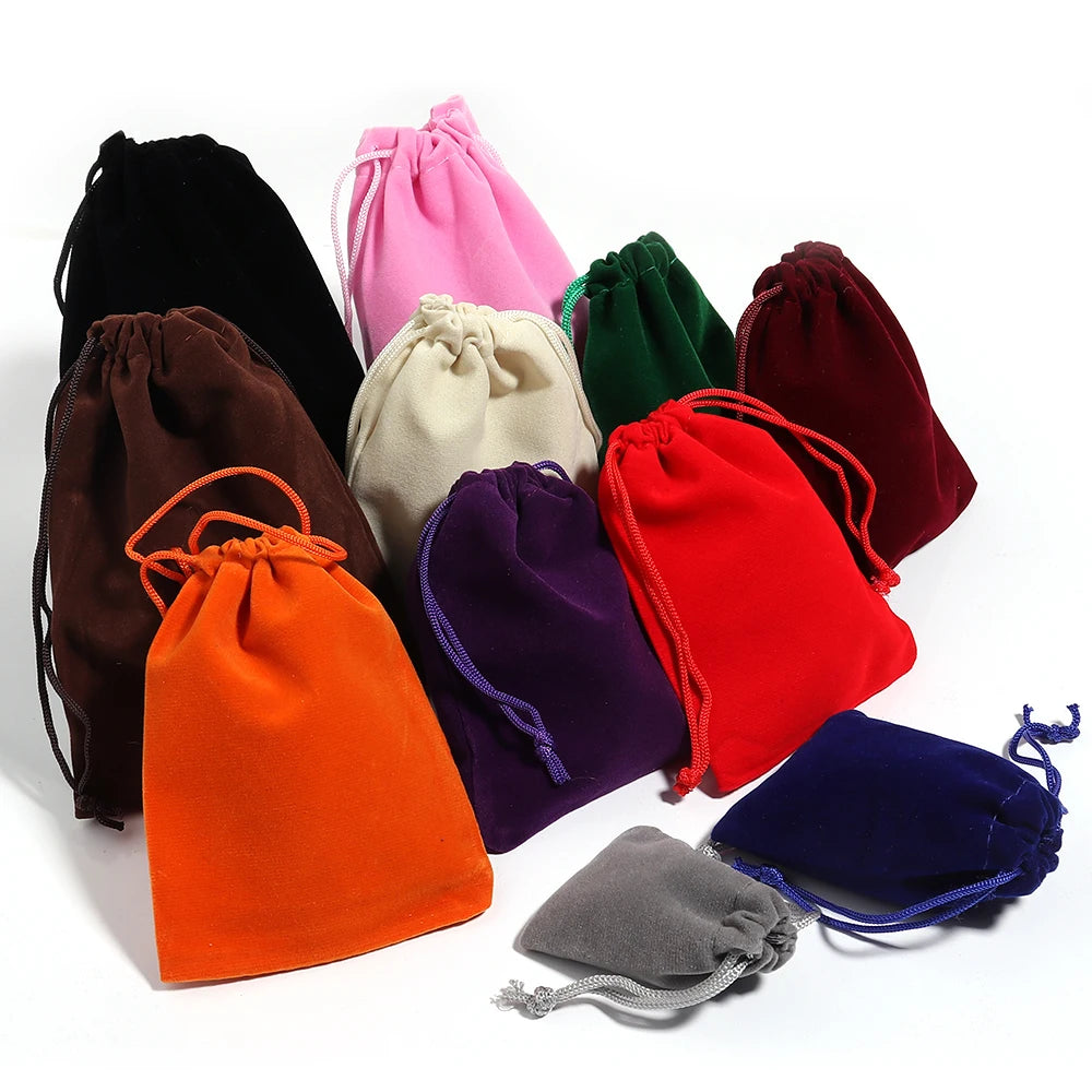 5-10pcs/lot Color Velvet Drawstring Bag Multi-size Packing Sachet for