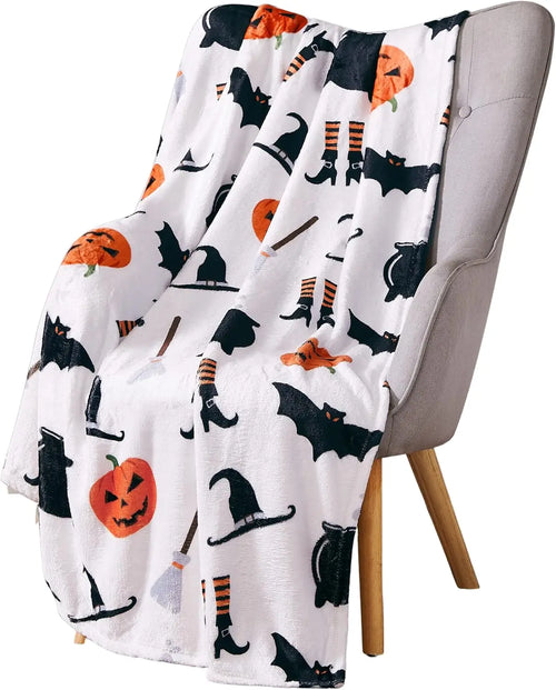 1PC Festive Halloween Black Bats Printed Flannel Blanket Perfect gift
