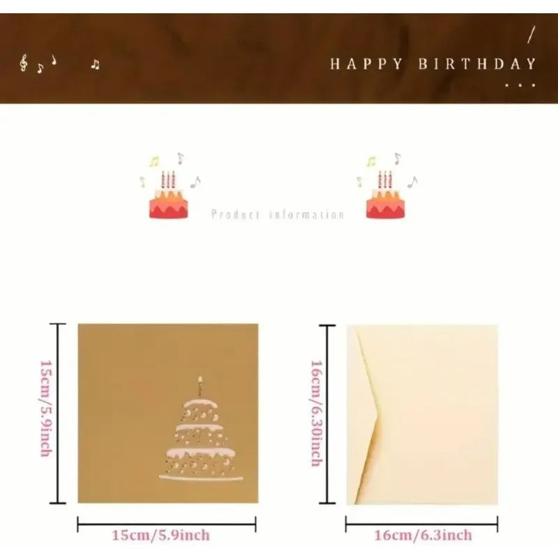 3D Pop Up Gift Card with Led Music Gift Cards Musical Birthday