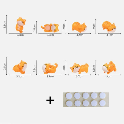 8pc Funny Cute Orange Cat Animal Car Decoration Pvc Craft Miniature