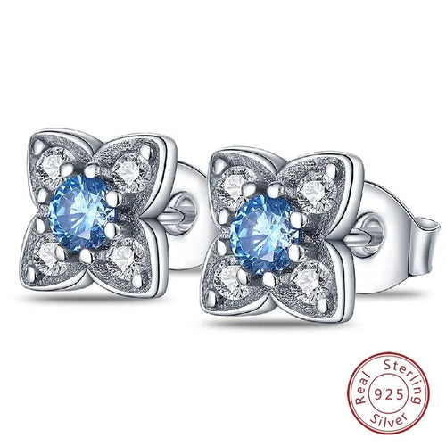 Hot 925 Sterling Silver Earrings Charm Simple Shining Lotus Zircon