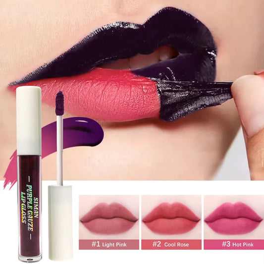1/3 pcs peel off lip gloss, blue-purple, matte, long-lasting,