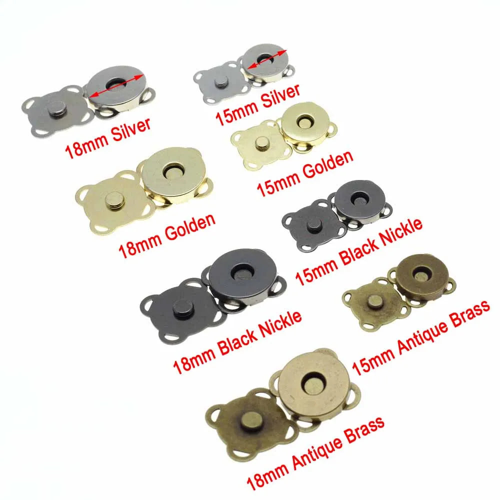 10 Pcs/Pack Metal Magnetic Snap Fasteners Clasps Buttons Handbag Purse
