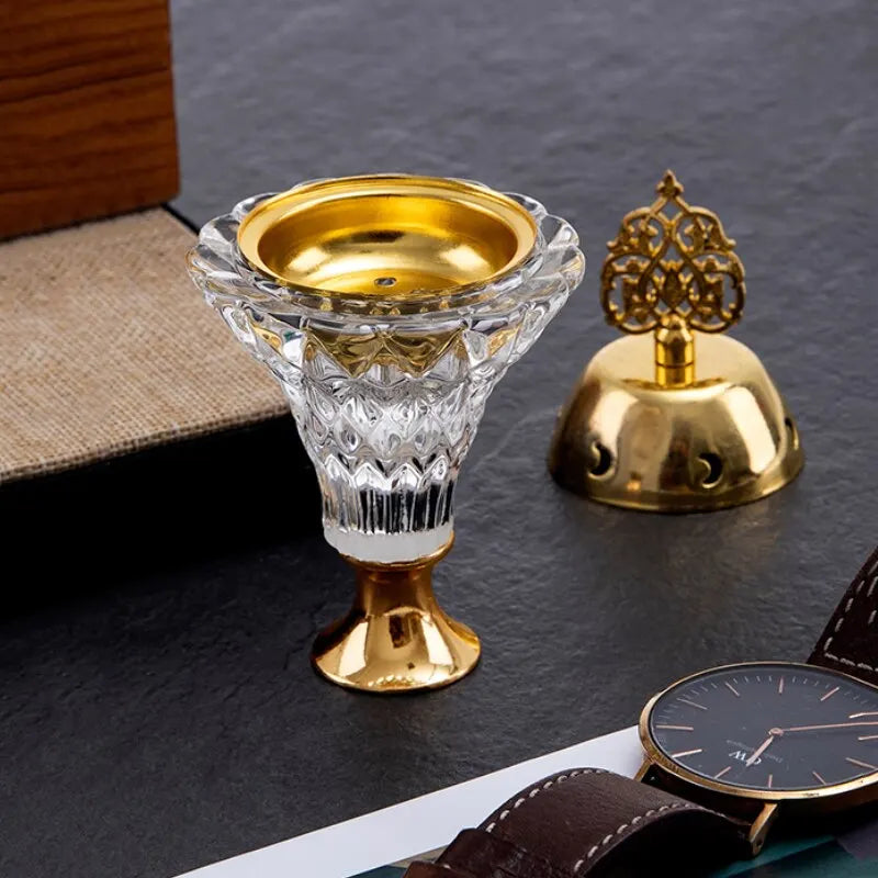 1Pc Artificial Crystal Incense Burner With Cover Aromatherapy Diffuser