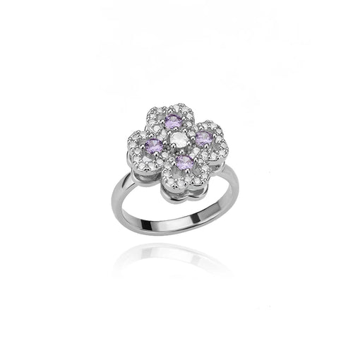 Spinner Zircon Heart Four Leaf Clover Rings For Women Stainless Steel
