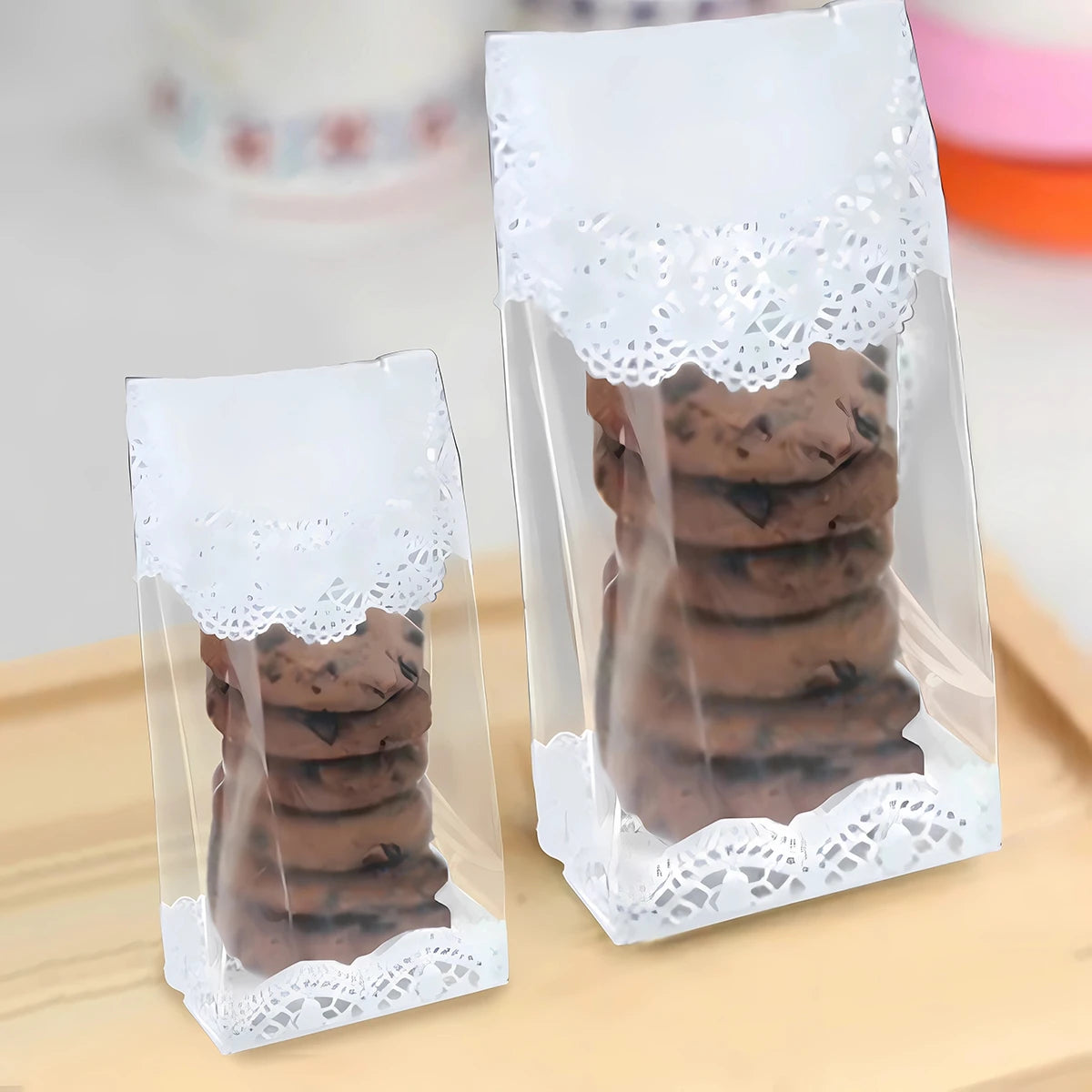 50pcs/lot White Lace Cookie Biscuit Bag Wedding Gift Candy Cupcake