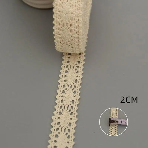 5Yards Cotton Lace Trim Ribbon Beige Sewing Trim Lace Ribbon Crochet