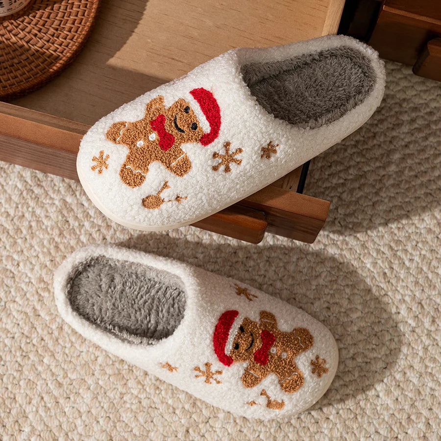 Winter Women's Warm Christmas Slippers Cute Pattern Indoor Soft Sole
