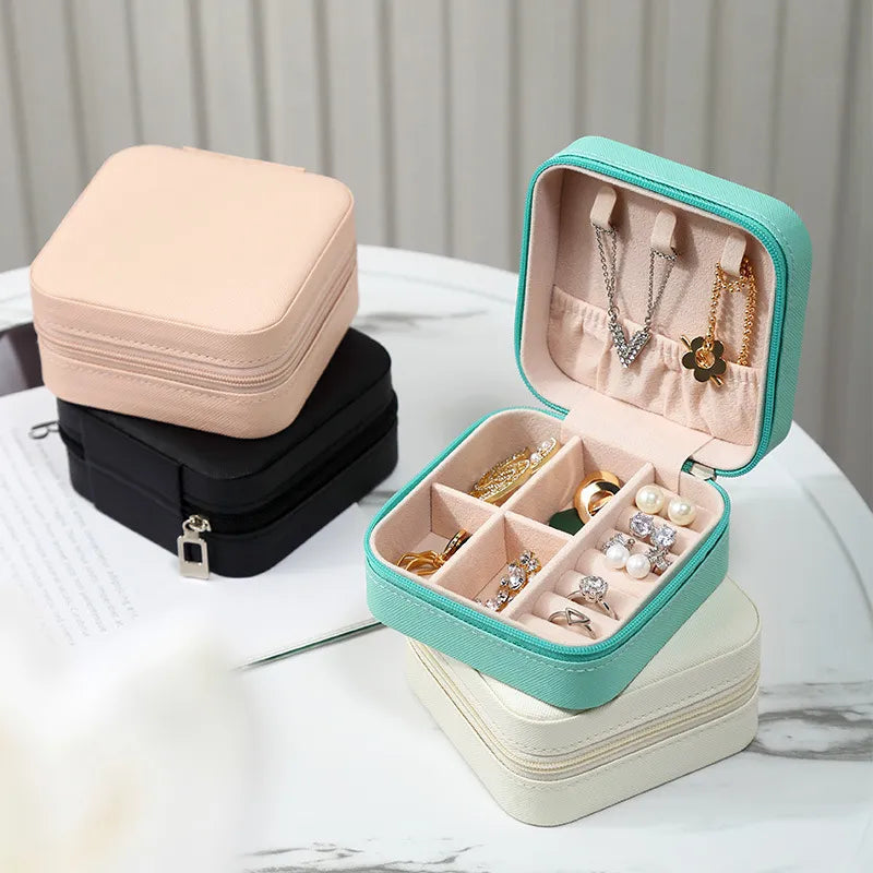 Simple ins macaroon jewelry box travel travel studs necklace ring