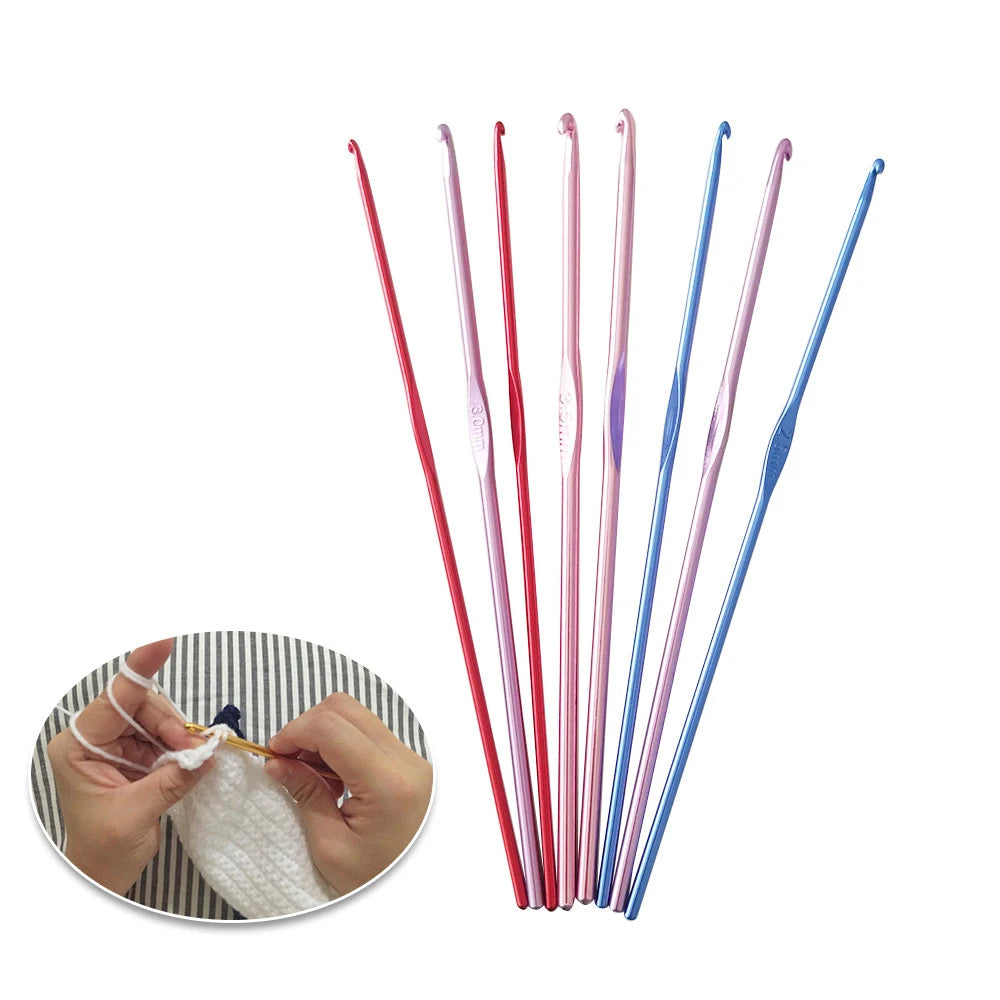 14 PCS Aluminum Knitting Needles Metal Crochet Set Mixed Hook Weave