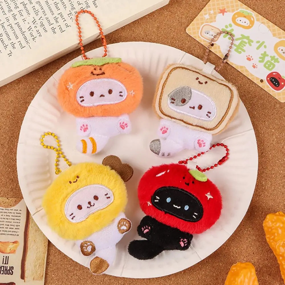 Multicolor Plush Cat Keychain Pendant Car Decoration Cartoon Cat