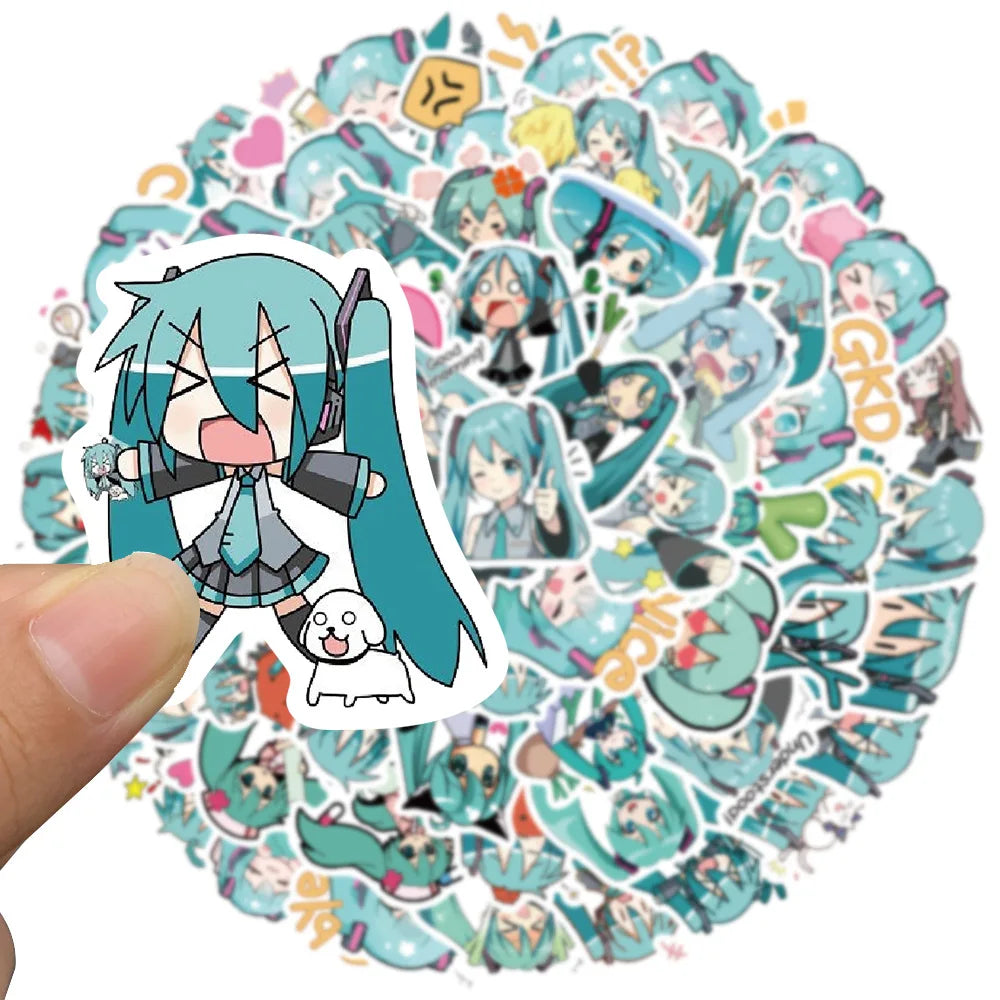 65Pcs Cute Cartoon Hatsune Miku Sticker Waterproof Vinyl for Laptop