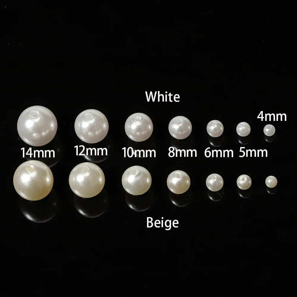 200pcs perforated ABS imitation pearl beads 4/5/6/8/10mm Round Spacer