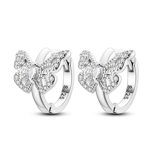 925 Sterling Silver Colored Zirconium Stars Hoop Earrings For Women