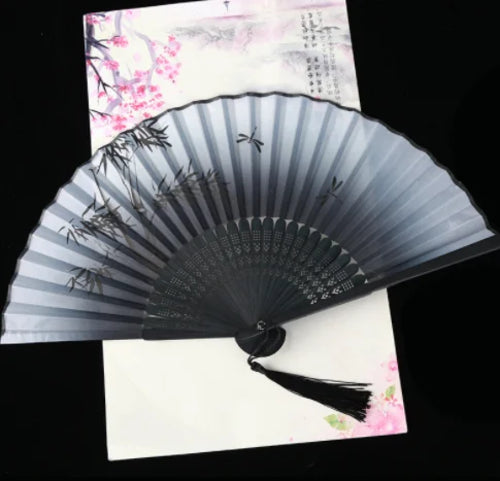 Retro Style Folding Fan Female Japanese Pattern Retro Cloth Art Craft