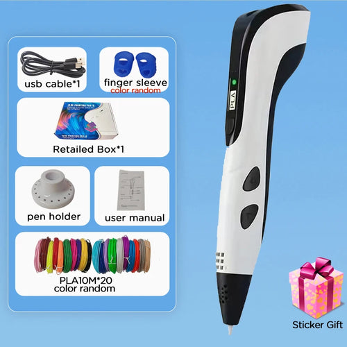 2025 Children 3D Printing Pen with LED Screen 100M PLA Power Adapter