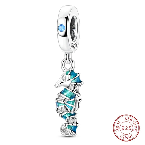 Fit Original 925 Sterling Silver Charms Beads Blue Luminous Whale