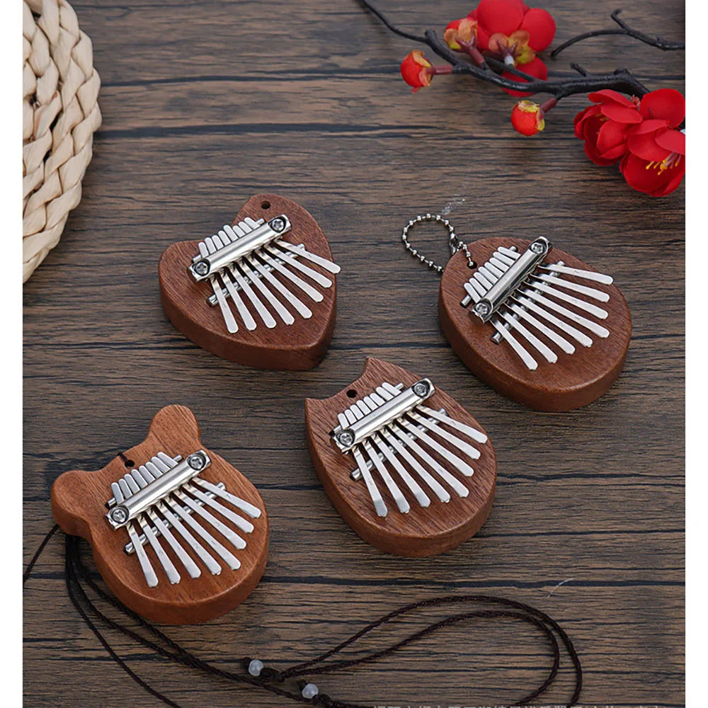 Mini 8-Key Kalimba Thumb Piano, Cute Instrument Pendant Keychain,