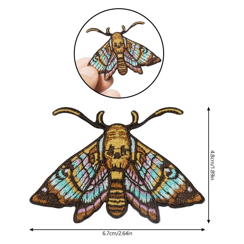 1PC Colorful Moths Embroidered Patch Iron On Sew On Patches For