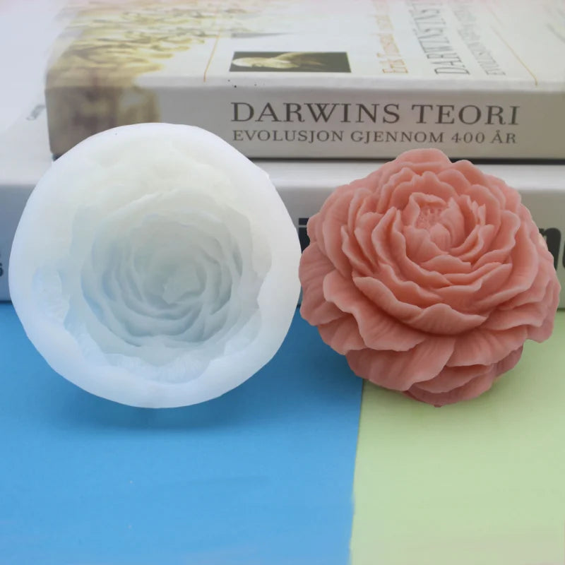 Large Peony Flower Silicone Candle Mold Diy Handmade 3D Rose Candle
