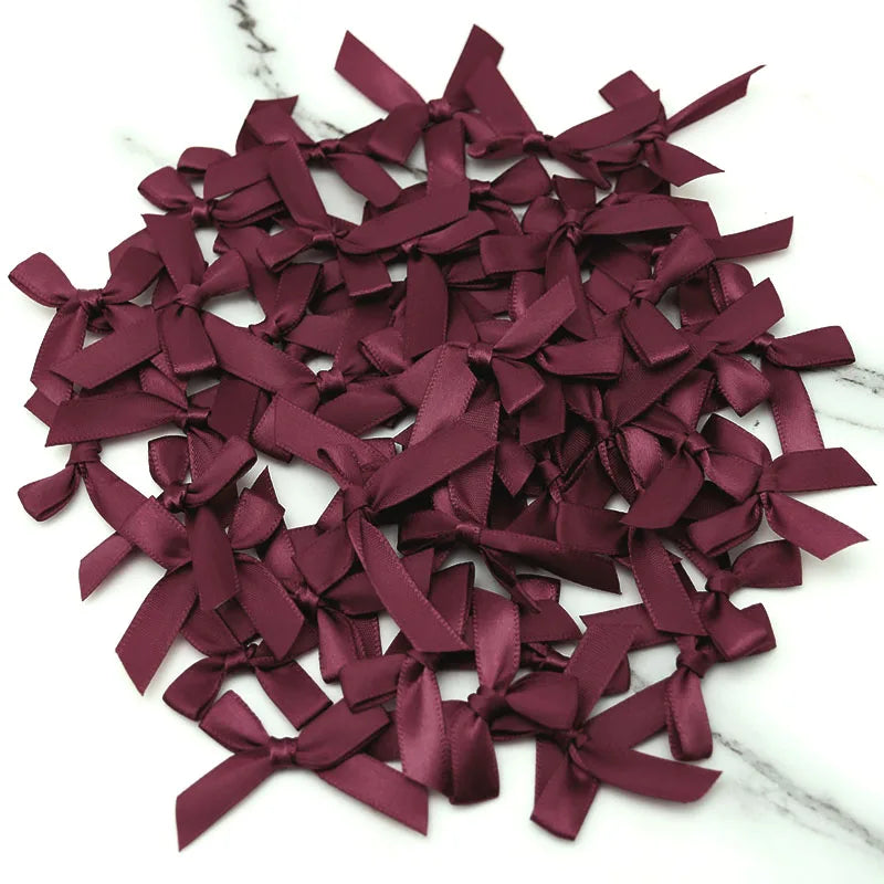 (50 Pcs) 4*4cm Colourful Ribbon Bows Small Size Polyester Satin Ribbon