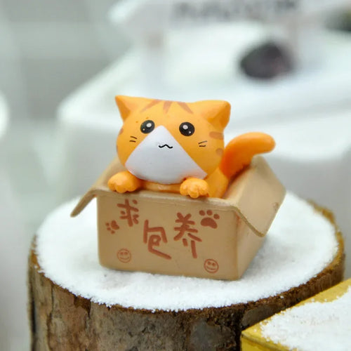 Kawaii Mini Cat Ornament Garden kitten statue Gift For Kids Children