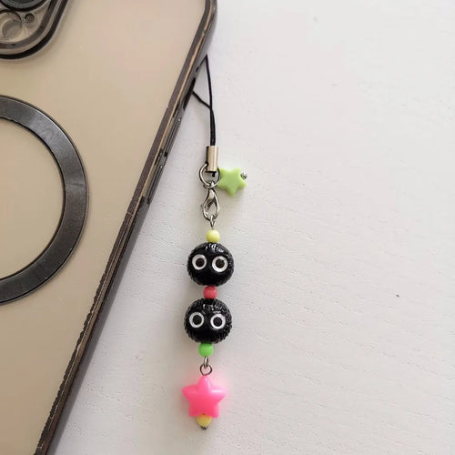 Handmade Cat keychain, Anime Totoro Cosplay Black Briquettes Green