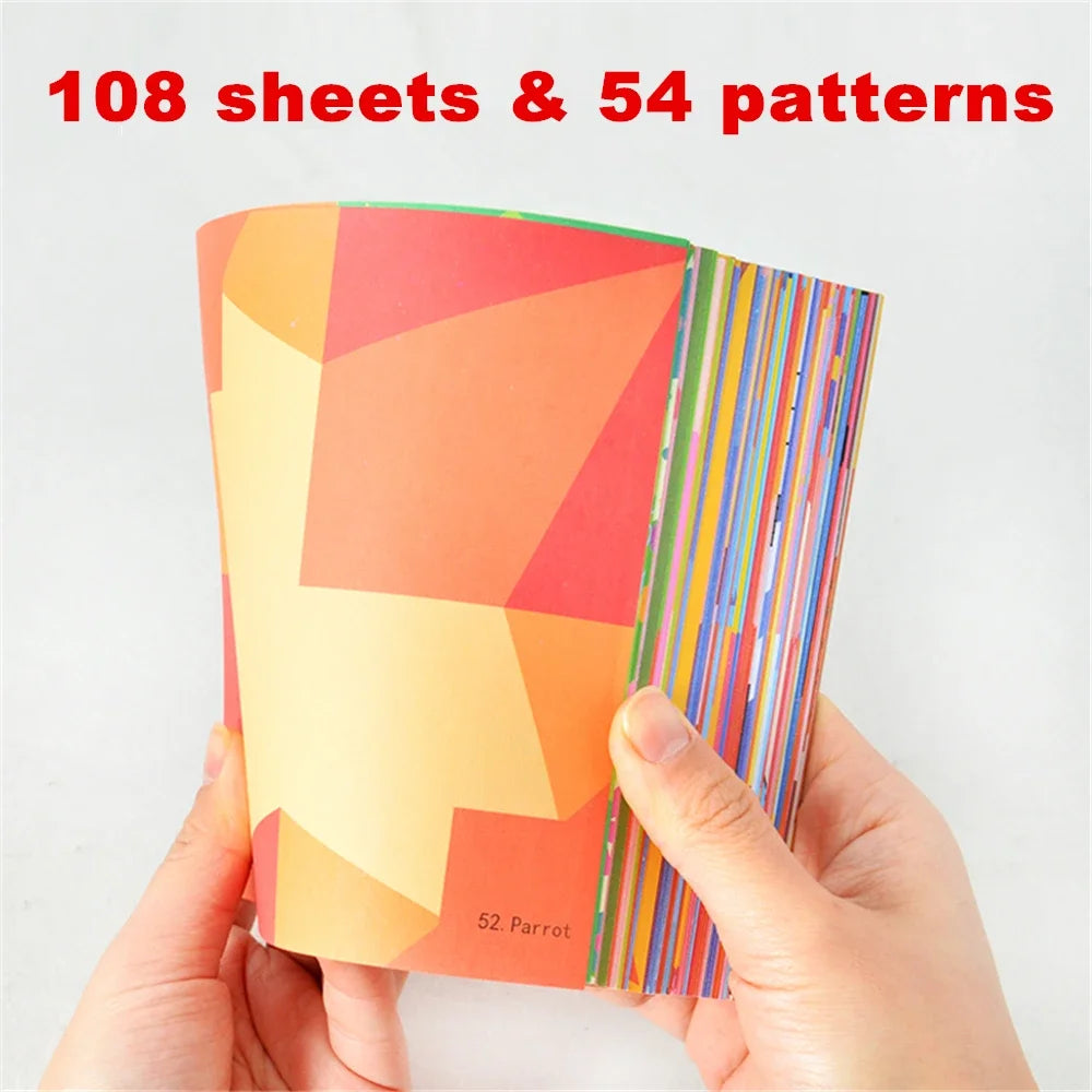 54/108Pcs Montessori Toys Cartoon Animal Origami Paper DIY Kids Craft