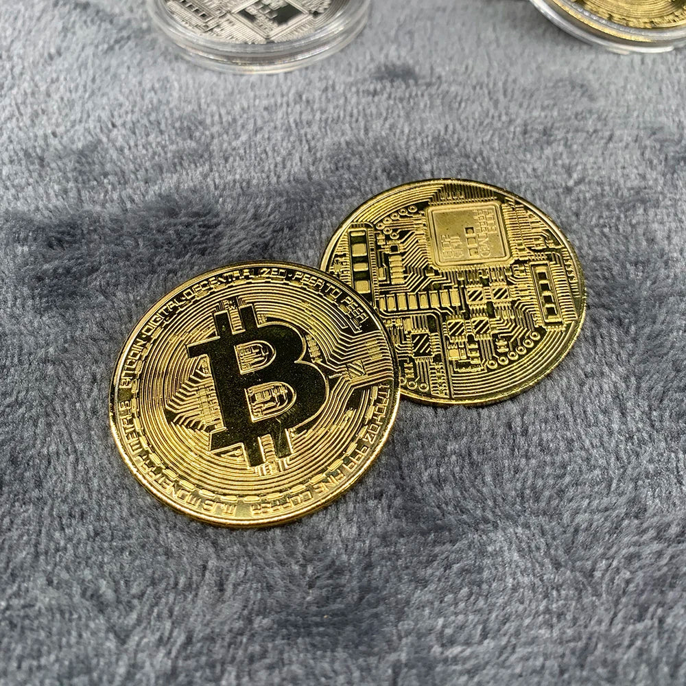 Gold Plated Bitcoin Coin Collectible Art Collection Gift Physical