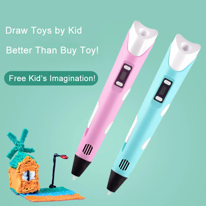 3D Printing Pen DIY Drawing Paiting  With LCD Screen Compatible PLA
