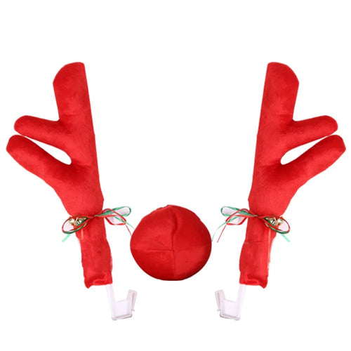 Christmas Car Decoration Deer Horn Antlers Car Kit with Red Nose and
