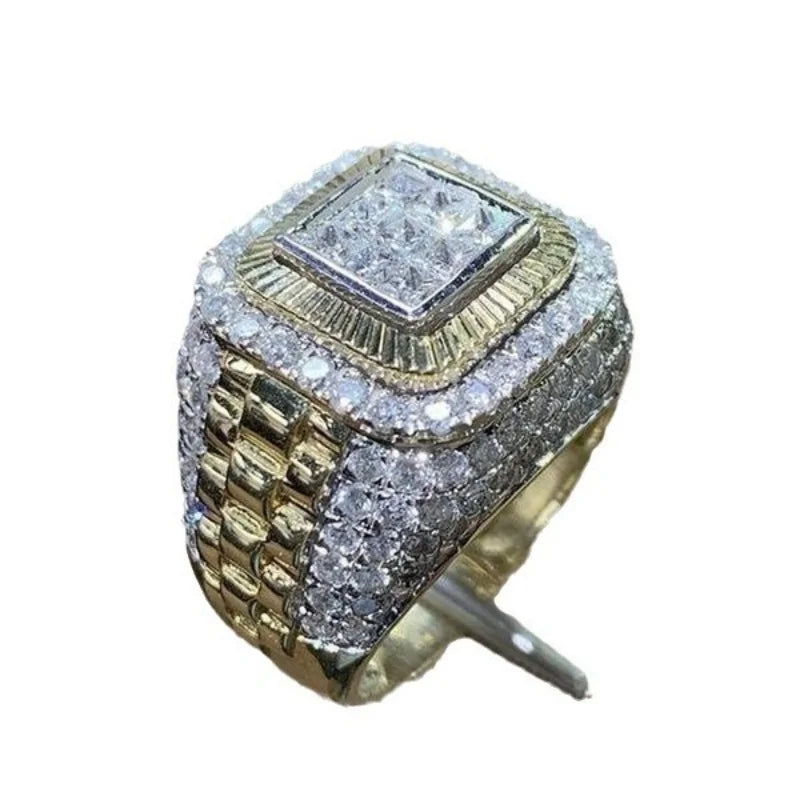 Hot Selling Gold Plated Rings For Men Zirconia Jewelry Hiphop Ring