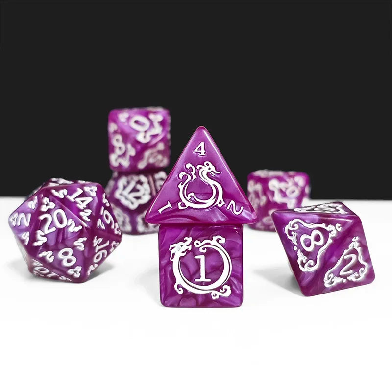 7pcs DND Dice 7Pcs/set Dragon Pattern Polyhedral Dices Role Playing