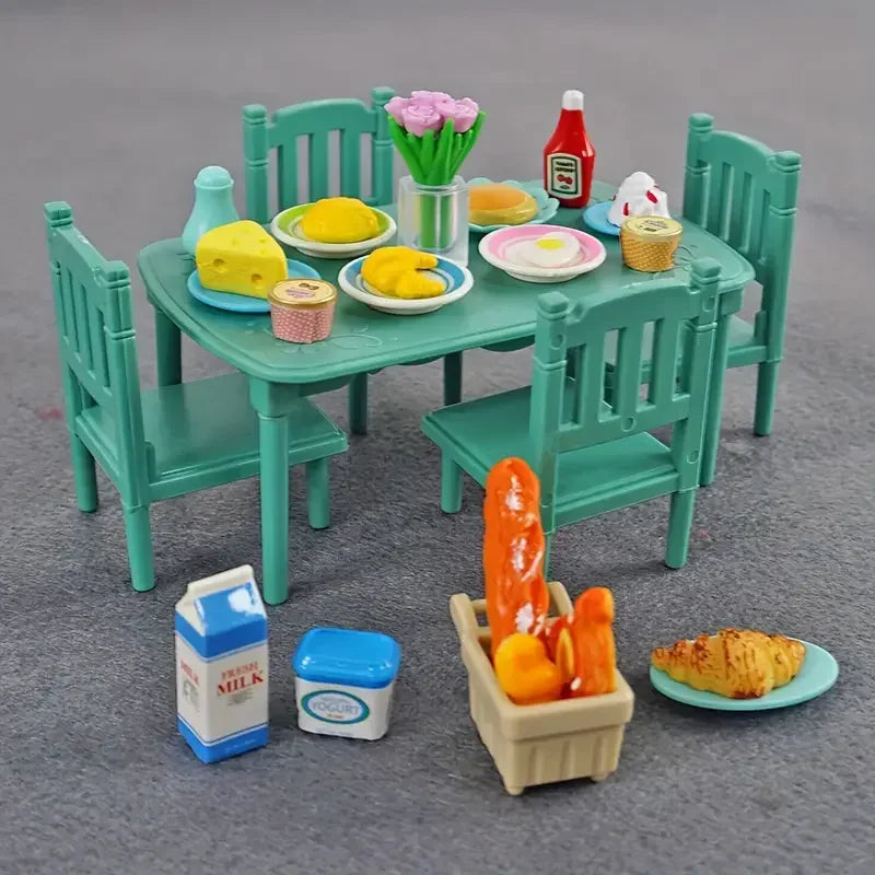1:12 Miniature Furniture Forest Family Kitchen Toy Dining Table