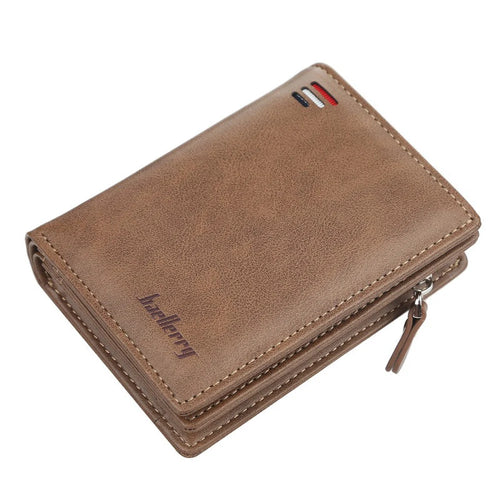 Baellerry Anti-Theft Men's Short Wallet Hidden clasp Slim PU Leather