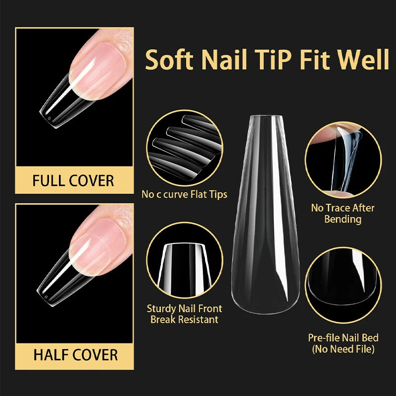 120/140pcs Exquisite box set Almond False Nail Tips Clear Matt Soft