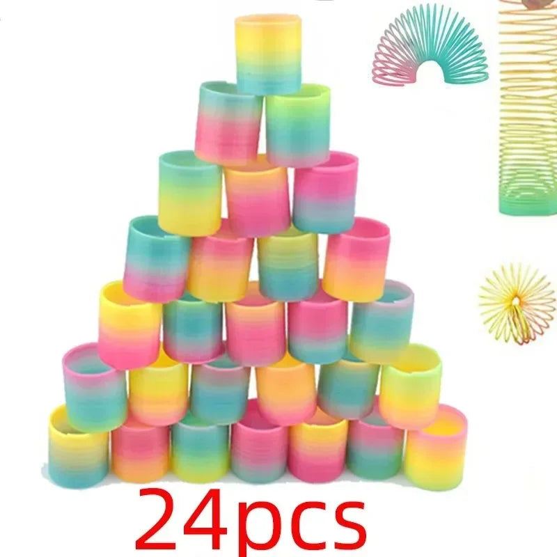 12/24pcs Rainbow Magic Springs Circle Toys Gradient Color Fingertip