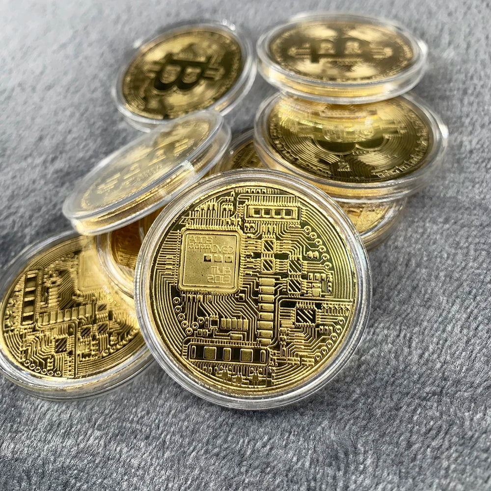 Gold Plated Bitcoin Coin Collectible Art Collection Gift Physical