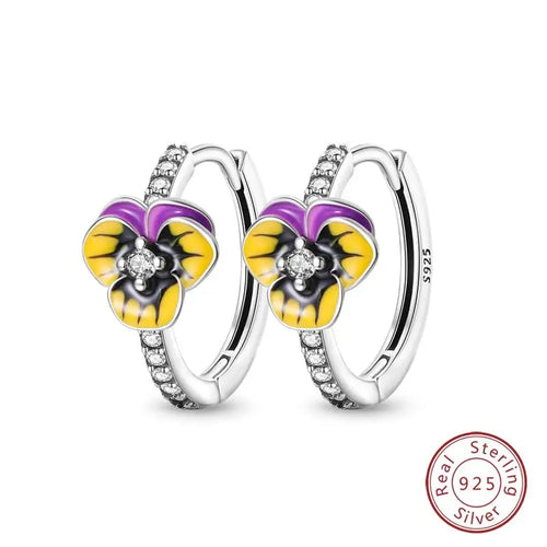 Hot 925 Sterling Silver Earrings Charm Simple Shining Lotus Zircon