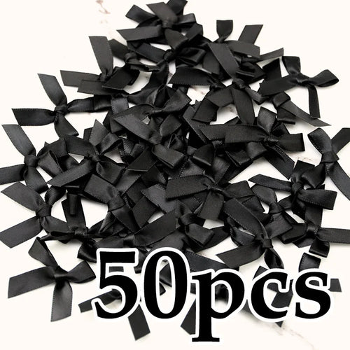 (50 Pcs) 4*4cm Colourful Ribbon Bows Small Size Polyester Satin Ribbon
