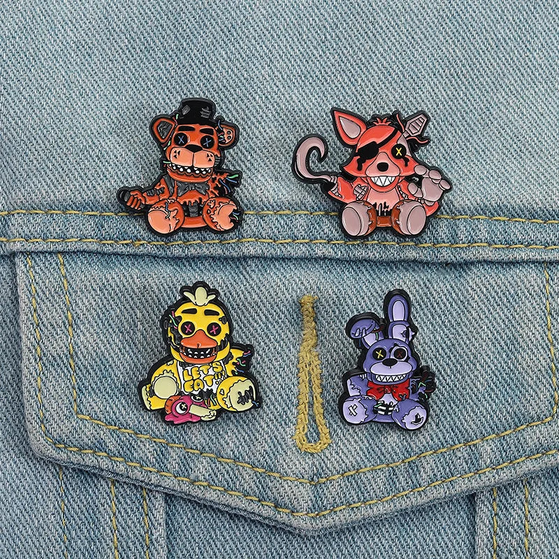 Cartoon Teddy Bear Enamel Brooch Creative Toy Lapel Pins Clothes Lapel